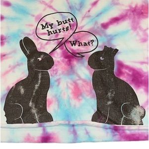 2002 one of a kind, Easter,handmade, cropped tie-dye decal T-shirt